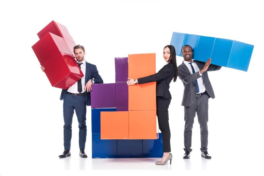 B2B lead generation puzzle pieces forming a predictable sales pipeline strategy diagram
