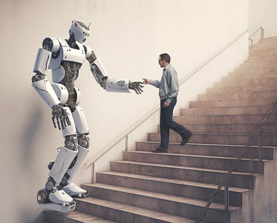 Embracing AI in B2B corporations with sales team reviewing AI lead generation dashboard