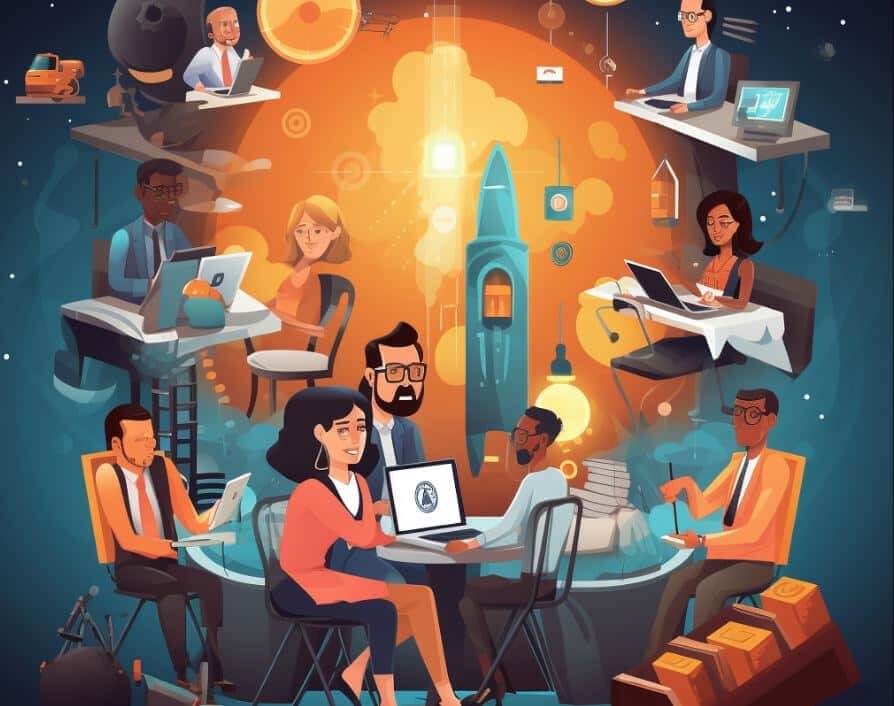 Remote SDRs collaborating online to accelerate B2B growth with eRep agency support