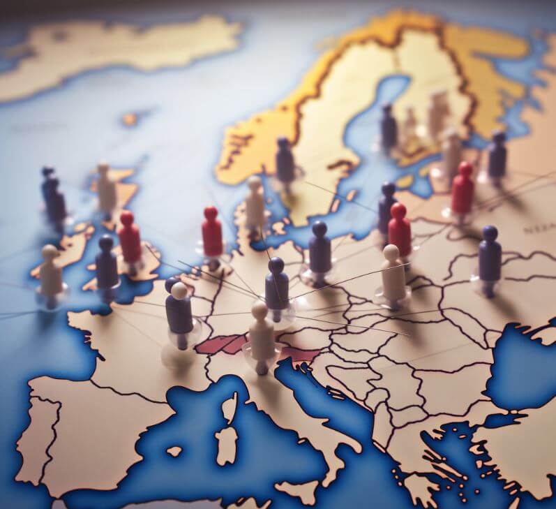 B2B sales team using LinkedIn networking in European markets to build pipeline