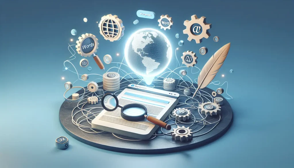 B2B marketer improving website rankings with SEO services for WordPress on laptop