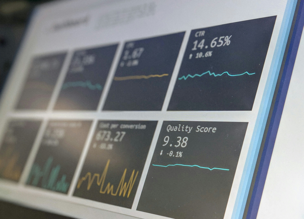 B2B team reviewing SEO services for WordPress strategy on laptop analytics dashboard