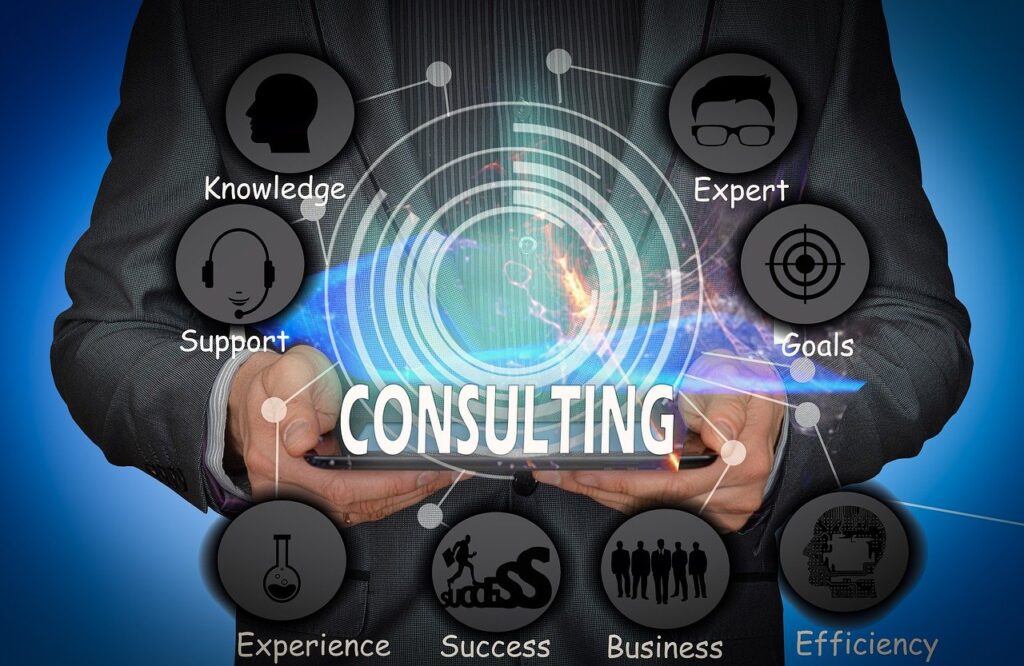 B2B team reviewing website traffic dashboard highlighting SEO consulting services for online presence
