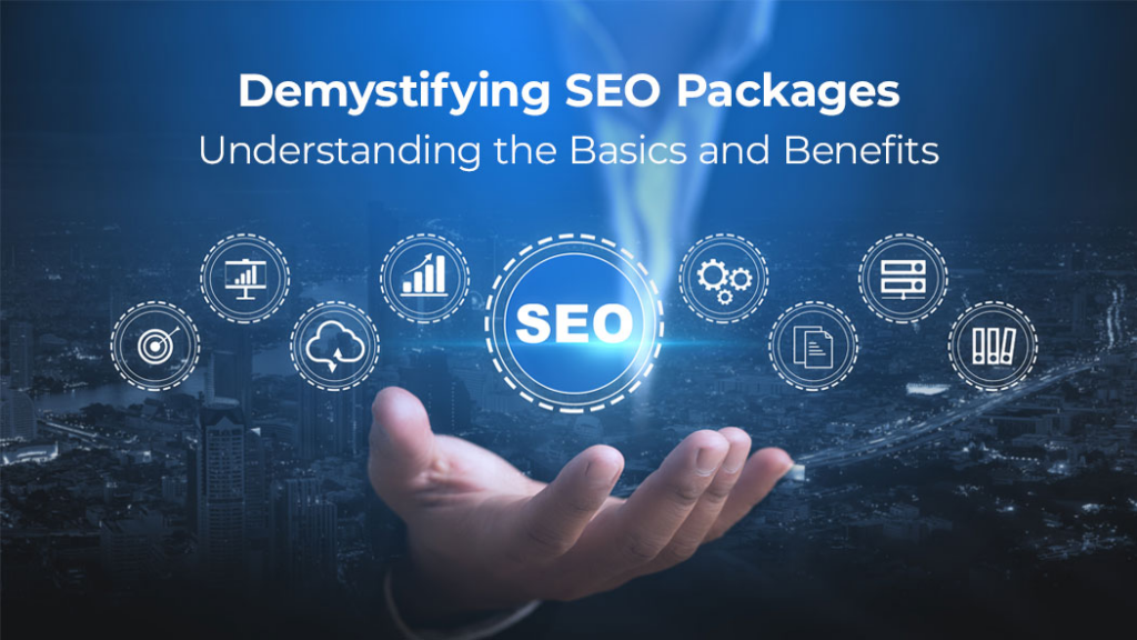 B2B team reviewing SEO package options and key components on laptop dashboard
