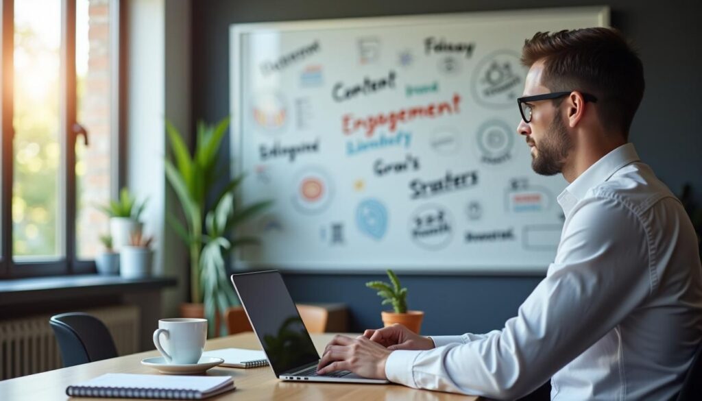 B2B marketing team planning content strategy using B2B blog writing techniques dashboard
