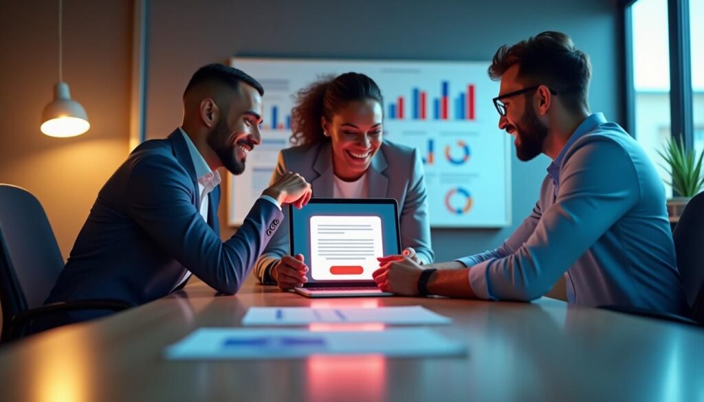B2B sales team reviewing calls to action in B2B emails for higher conversions