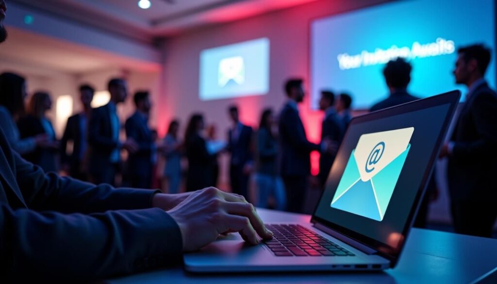 B2B event marketing email invites strategy on laptop, showcasing high-converting webinar registrations