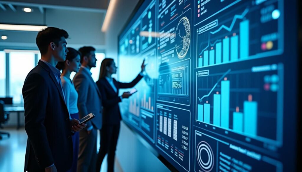 B2B team reviewing B2B digital marketing benchmarks dashboard for lead gen performance