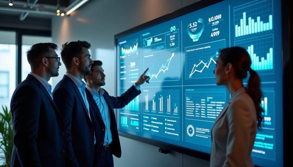 Sales team reviewing B2B lead generation KPIs dashboard to measure pipeline performance