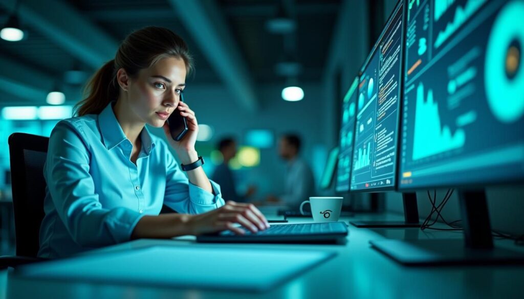 B2B sales rep using power dialers for B2B to follow up SEO leads quickly