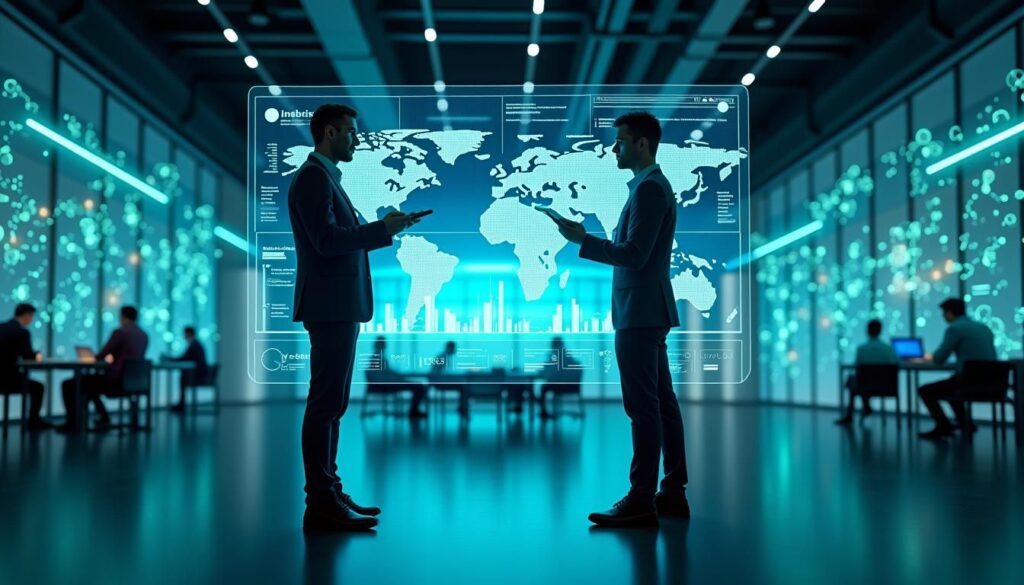 Team planning B2B marketing strategies for 2025 with ABM and analytics dashboard