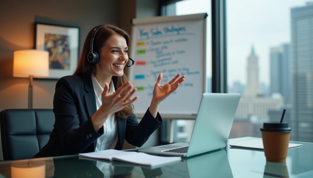 B2B sales rep reviewing best practices for cold calling in B2B sales dashboard