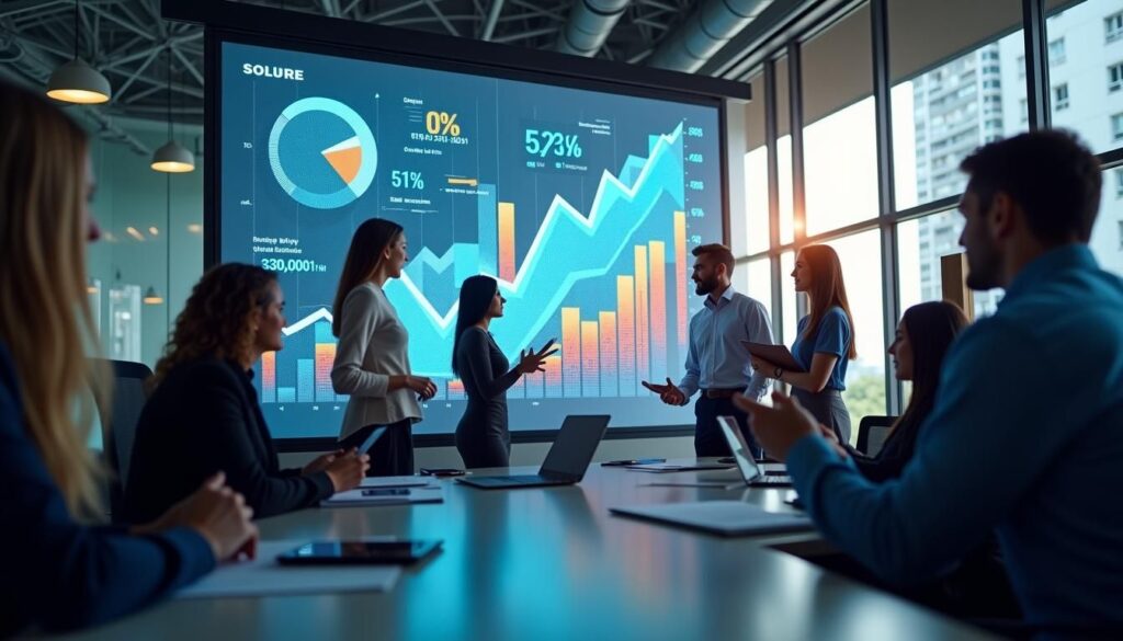 B2B sales team planning B2B sales growth strategy with dashboards and outreach metrics