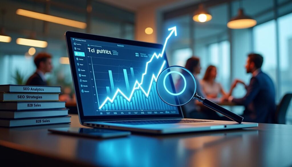 B2B team reviewing content strategy for B2B sales blog SEO growth