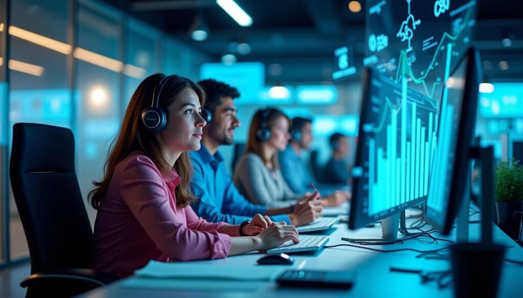 B2B sales team reviewing cold calling benchmarks and conversion rates on analytics dashboard