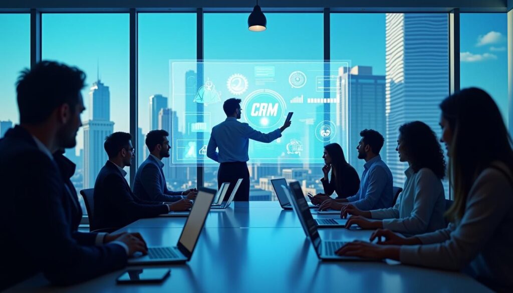 Consultant configuring CRMs for B2B sales with data migration and SDR workflows dashboard