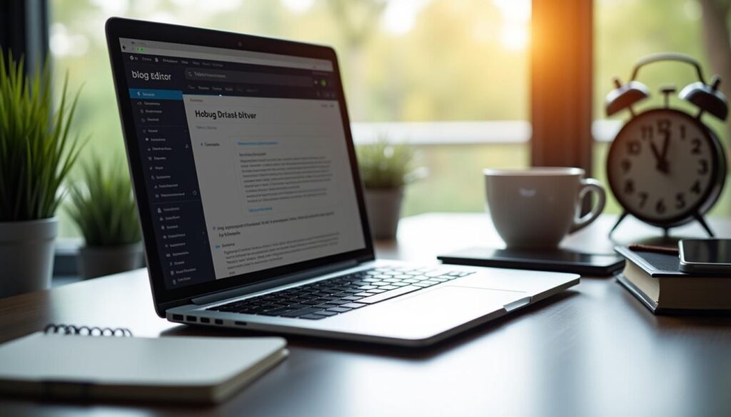 B2B marketing team using blog writing tools to streamline content workflow and analytics