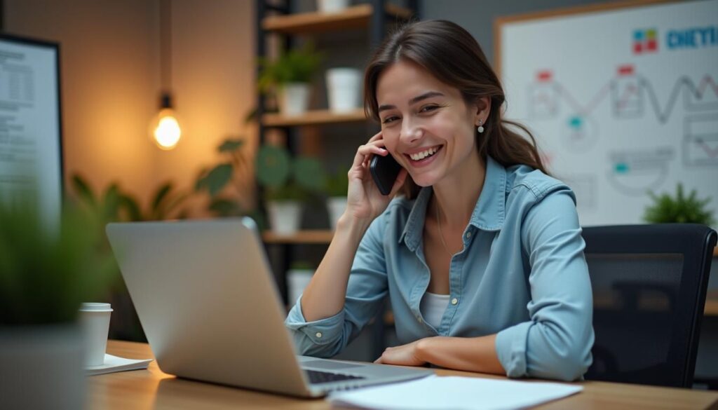 Account executive making cold call at desk, illustrating cold calling for account executives strategies
