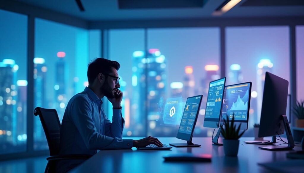 B2B sales rep using headset reviewing cold calling strategies and call metrics dashboard