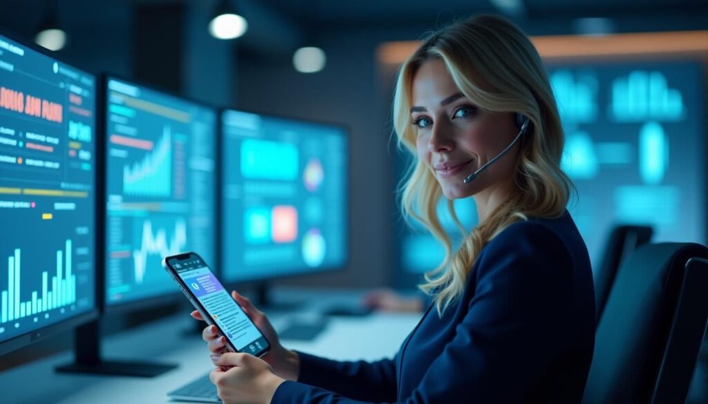 B2B sales rep using cold calling technology dashboard to track outreach performance in 2025
