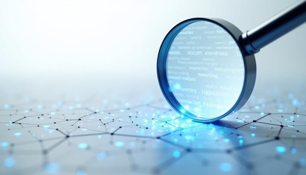 B2B marketer reviewing SEO content strategy and keyword density best practices on laptop