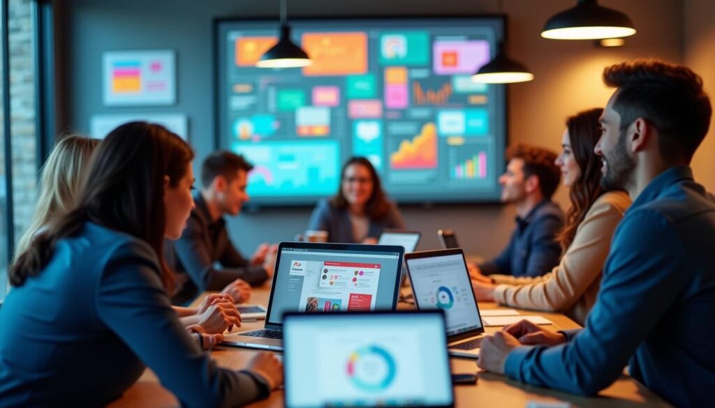 B2B marketer reviewing lead generation agencies email marketing performance on laptop dashboard