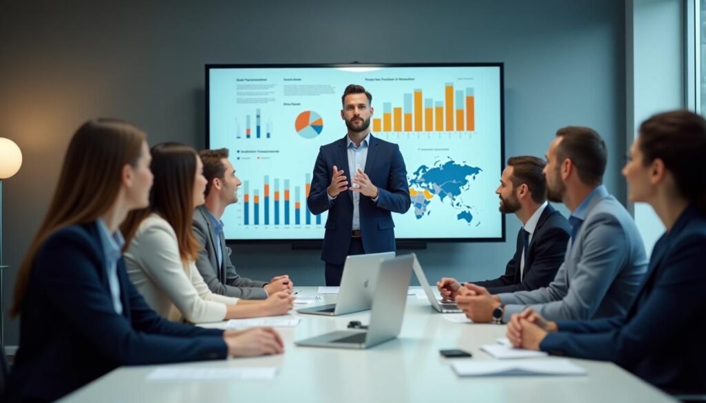 B2B sales rep navigating decision makers with stakeholder map to speed lead conversion
