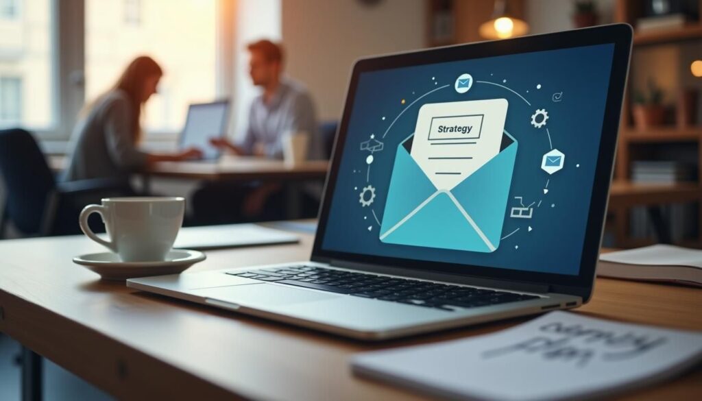 B2B sales team navigating decision makers with targeted emails on a campaign dashboard