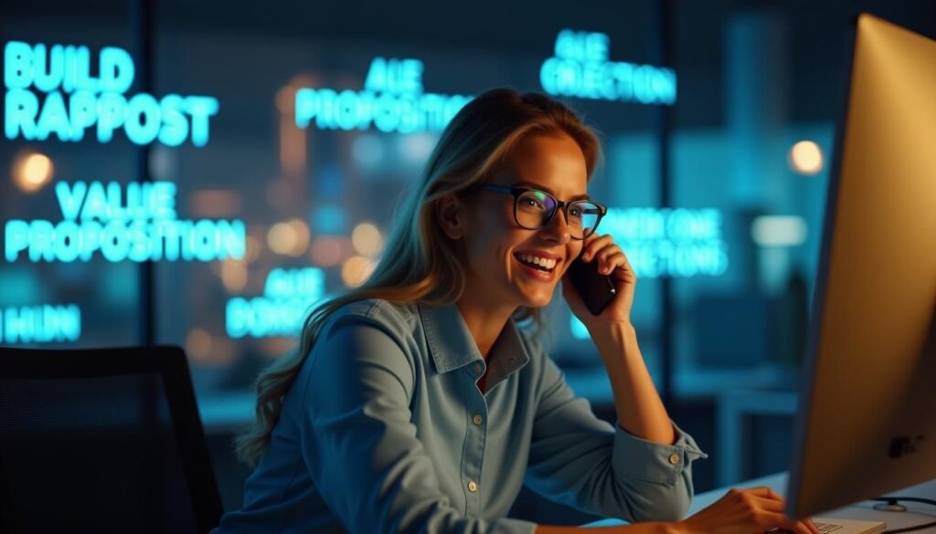 SDR on phone using navigating gatekeepers cold calling script to reach decision-makers