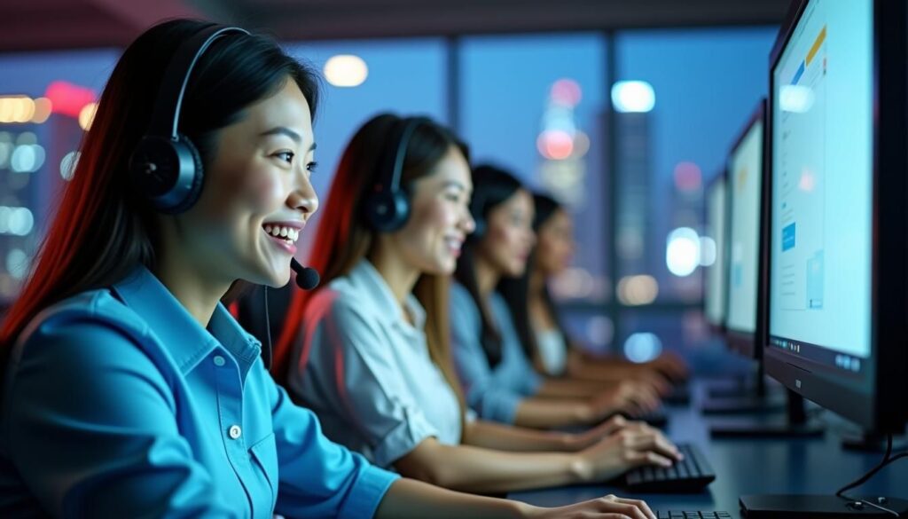 B2B sales team outsourcing cold calling to the Philippines using call center headsets