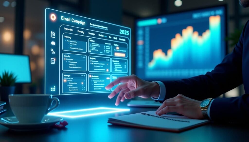 B2B sales team reviewing pay-per-meeting model email campaign metrics and qualified meetings