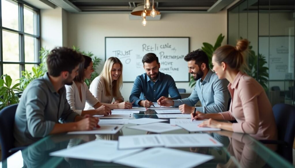 B2B sales team negotiating flexible sales contracts to build stronger client relationships