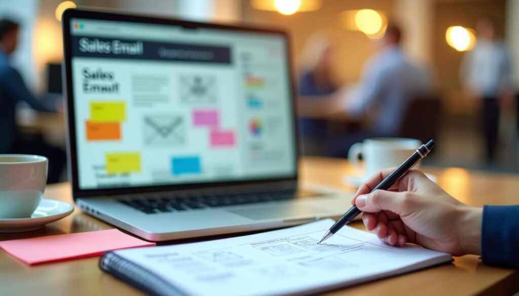 SDR reviewing mobile-first sales email layouts with clear CTA and subject lines