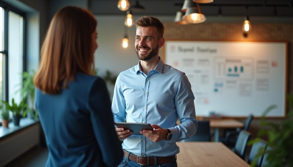 B2B sales rep practicing objection handling techniques during client call to close deals