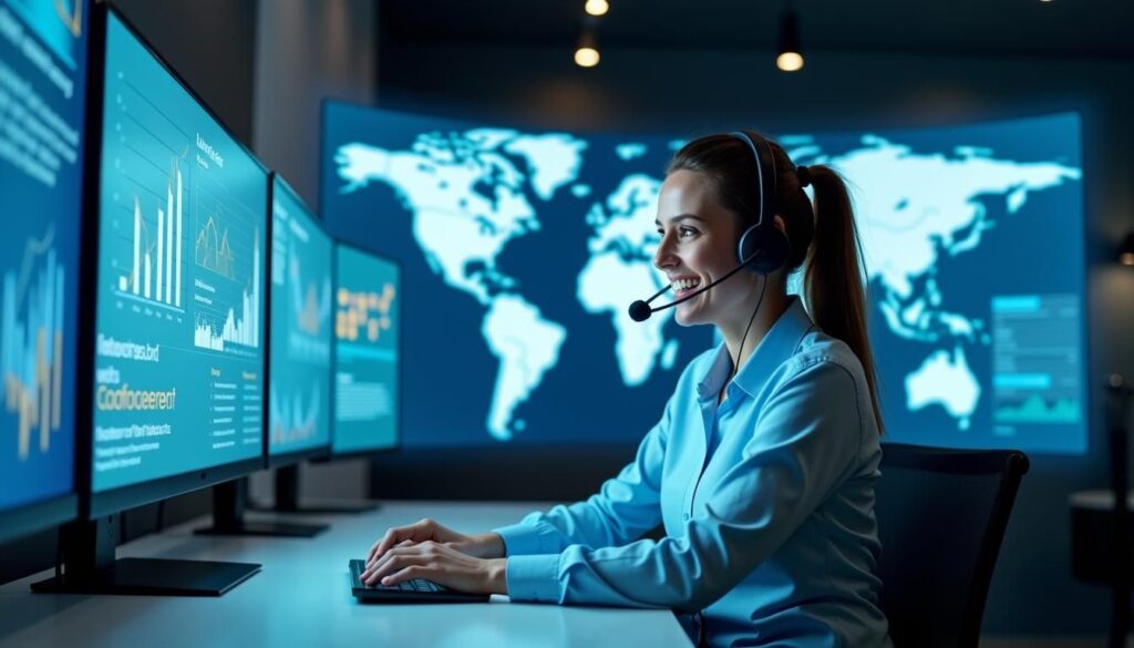 B2B salesperson using AI dialer, illustrating top sales strategies 2025 cold calling benchmarks